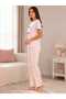 Women's Powder Pink Printed Short Sleeve Pajama Set - 2