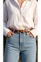 Satin Gold Buckle Thin Crocodile Pattern Leather Women's Belt, Curved Body and Stylish Elegant Design, Belt for Pants, Jeans, Dress, Jacket and Shirt.