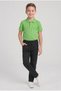 Boy's Pistachio Green Short Sleeve Polo Collar T-Shirt Black Ribbed Waist Canvas School Pants Bottom Top School Outfit