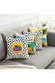 Double-Sided Suede Tropical Summer Themed Set of 4 Throw Pillow Covers - Sculptural, Orange, and Palm Tree Patterned Colorful Pillowcases - 3