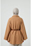 Bouquet Fabric Belted Winter Poncho 2233-04 Milk Coffee - 4