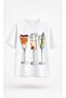 Champagne Flute Triple Printed Oversize T-Shirt