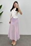 Women's Lilac Mini Leopard A-Line Half Lining Detailed Lace Maxi Skirt - 4