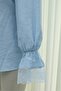 Hakim Collar, Elastic Sleeves, Lace Detail, Buttoned Modal Blouse - Baby Blue - 6
