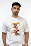 Pink Gladiolus Design Printed Oversize White T-Shirt