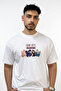 Black Pink_3 Design Printed Oversize White T-Shirt