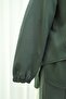 Long Back Cycling Collar Top and Elastic Sleeve Pants Set -Khaki - 6