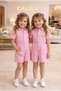 Premium Gabardine Girls' Jumpsuit Shorts Dress – Heart Pocket Luxury Pink Romper |   3-10 Years Old Party, Casual & Summer Collection - 4