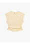 Regular Fit Cotton Crew Neck Sleeveless T-Shirt with Drape Detail - 4