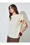 Yellow Fold-Over Asymmetric Neck Knit Top