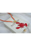 Ykl122 Orange Bead Necklace with Red Lobster Figure