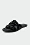 Ocean Asymmetrical Cut Women's Black Tweed Flat Slippers - 2