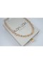 Ykl097 Gold Dori̇ka Detailled Broken Natural Stone Summer Necklace