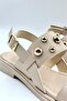 Gold Accessory Detailed Daily Comfortable Women's Sandals Beige (32) - 2