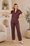 Mirano 4868 Digital Printing Fabric Buttoned Short Sleeve Striped Women's Pajamas Set - 2