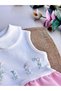 Hand Embroidered Daisy and Pearl Detailed Baby Girl Pink Romper Jumpsuit / Fiona - 4