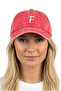 Red Embroidered Washable Vintage Unisex Hat with Letter F