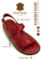Genuine Leather Men's Sandals - Soft Thick Soled Genuine Leather Men's Sandals Red - 7