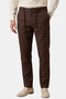 Brown Slim Fit Lycra Linen Textured Elastic Waist Drawstring Summer Men's Trousers 2603001 - 2