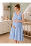 Women's Baby Blue 100% Cotton Muslin Fabric Loose Fit Maternity Dress