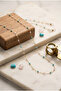 Elegant Pink Lila Blue Crystal Brass Eyeglass Chain - 2