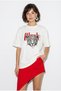Women's White 100% Cotton Cheetah Printed Oversize T-Shirt with Text Detail Öt261063 60286379 - 2