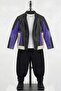 Miami - Genuine Leather Unisex Kids Blue Black Blocky Biker Motorcycle Jacket