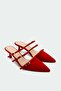 Lunax Buckle Women's Red Heeled Slippers - 2