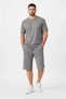 Men's two-piece set: double-knit crew neck t-shirt and knee-length shorts with pockets - smoke gray - 2