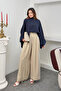 Women's Scarf Collar Asymmetrical Bat Sleeve Loose Poncho Blouse 6019 - Navy Blue - 6