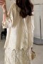 100% Cotton Stone Beige Embroidered Blouse M39734 - 3