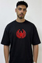 Kizil Anka Design Printed Oversize Black T-Shirt