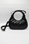 Women's Black Quilted Patterned Bow Design Detailed Crossbody Hand and Shoulder Bag - 4