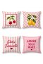 Cherry and Lemon Patterned 4-Piece Throw Pillow Cover Set - 3
