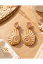 Pink Seashell Patterned Dangle Earrings |   Summer Themed Stylish Women's Earrings |   Gold Plating - 8