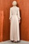 Stone Collar Detailed Waist Belted Evening Dress - 6