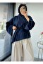 Women's Asymmetrical Cut Flounce Sleeve Poplin Fabric Lace-Up Blouse - 3