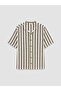 Lcw Kids Khaki Short Sleeve Striped Boys' Shirt