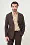 Plain Slim Fit Mono Collar Pocket Bag 100% Linen Men's Dark Brown - 41487.26Y