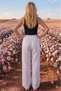 Very Comfortable, Very Lightweight, High-Waisted, Elastic Waist, Lace-Up, Wide-Leg, Linen-Look Fabric Trousers - 3