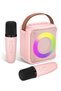 Karaoke Toys for Kids & Adults with 2 Microphones, Portable Karaoke Machine with LED Light and Voice Changing Effects, Gifts for Age 3-18 Kids