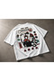 Oversize White Unisex T-Shirt 100% Cotton Japanese Cat Tattoo Printed Neko Vintage Graphic - 2