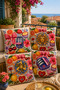 Mediterranean Patterned Decorative Throw Pillow Covers Set of 4 |   Lemon, Cherry and Ceramic Printed Modern Living Room & Balcony Decoration (Double Sided)