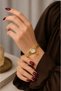 Apolia Women's Gold Steel Band White Dial Heart Charm Detailed Luxury Elegant Women's Wristwatch 2026 - 3
