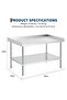 48 x 30 x 30 Inch Stainless Steel Grill Stand, NSF Certified Commercial Kitchen Prep Table with 2 Inch Splashback, Heavy Duty 400 lb Equipment Table - 2