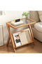FFD Z-Shaped End Table with Corrugated Glass Top & Bamboo Storage Shelf – Space-Saving Nightstand / Accent Table for Living Room, Bedroom, Office, Small Spaces