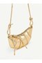 Women's Croissant Model Shoulder and Crossbody Bag with Rope Pendant Detail - 3