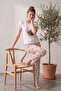 Short Sleeve Patterned Summer Women's Pajama Set - 2