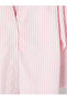 Vizyon New Season Pink Striped Oversize Poplin Women's Shirt - 6