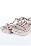 Women's Imported Stone Detailed Comfortable Thick Sole Sandals with Elastic Back in Beige - 4